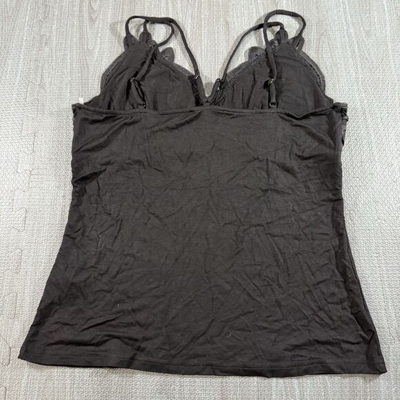 Boston Proper Black Lace Embroidered Camisole Double Straight Cross Strap Size M - Picture 2 of 6